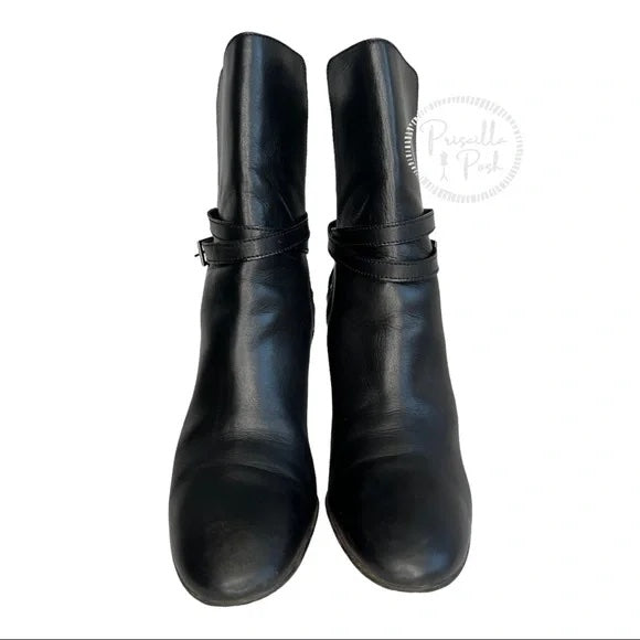 Christian Louboutin Black Leather Heeled Ankle Boots With Buckle 37.5