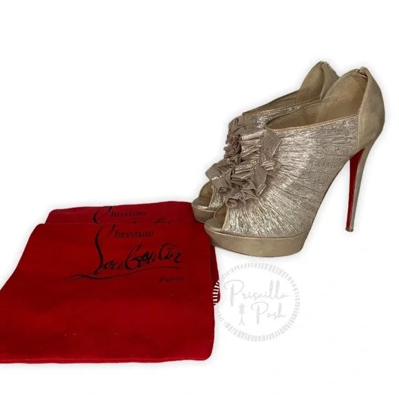 Christian Louboutin Gold Canon 140 Metallic Bootie