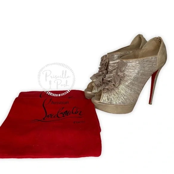 Christian Louboutin Gold Canon 140 Metallic Bootie