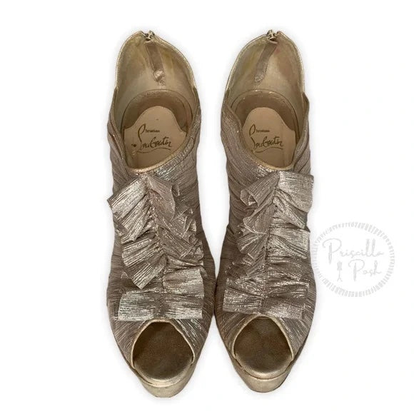 Christian Louboutin Gold Canon 140 Metallic Bootie