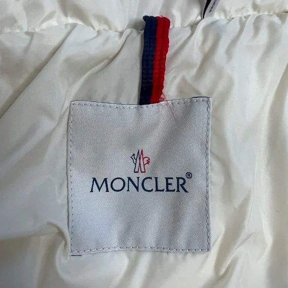 Moncler Ivory White Long Puffer Jacket Goose Down Flamme Puffer Jacket With Hood