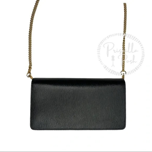 NEW Prada Miniborse Black Vitello Move Leather Chain Cross Body Black Leather Gold