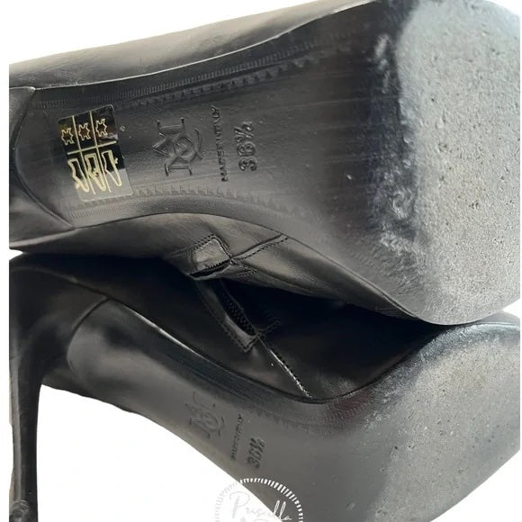 Alexander McQueen Over-the-Knee Stretch Leather Boots Black Leather Thigh High 36.5