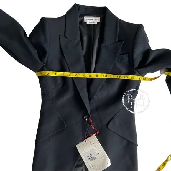 NWT Alexander McQueen Peak Shoulder Leaf Crepe Jacket in Black One Button Blazer IT 36