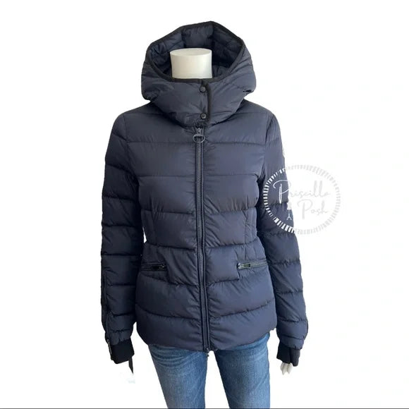 Moncler Navy Blue Goose Down Puffer Coat Betula Padded Puffer Jacket In Navy XS