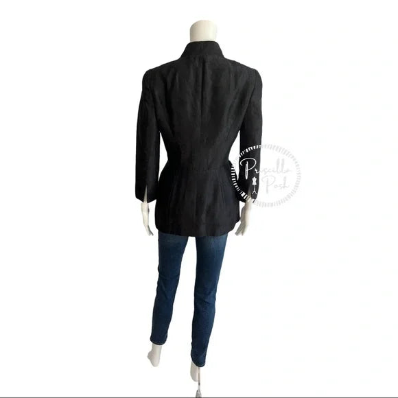 Alexander McQueen Black Silk Honeycomb and Bee Embroidered Blazer Jacket IT 40