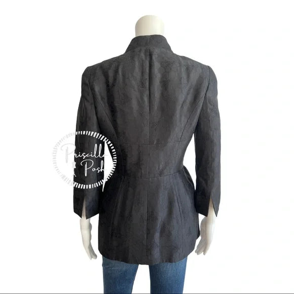 Alexander McQueen Black Silk Honeycomb and Bee Embroidered Blazer Jacket IT 40
