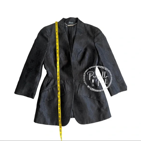 Alexander McQueen Black Silk Honeycomb and Bee Embroidered Blazer Jacket IT 40