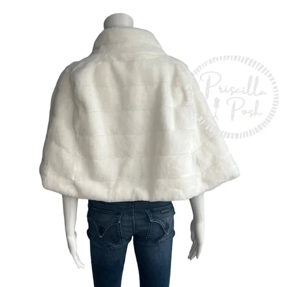 NWT BCBGMaxazria Ivory White Faux Fur Shrug Wrap Capelet Jacket Bridal Stole