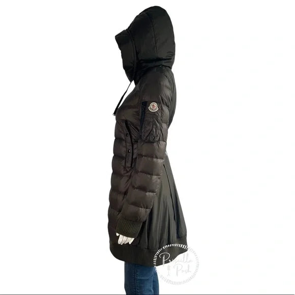 Moncler Drawstring-Back Puffer Jacket Olive Green “Chambly” Long Puffer Coat