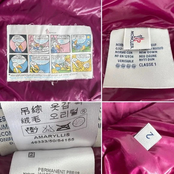 Moncler Magenta 'Amaryllis' Down Puffer Jacket Puffer Coat Fuchsia Pink Purple