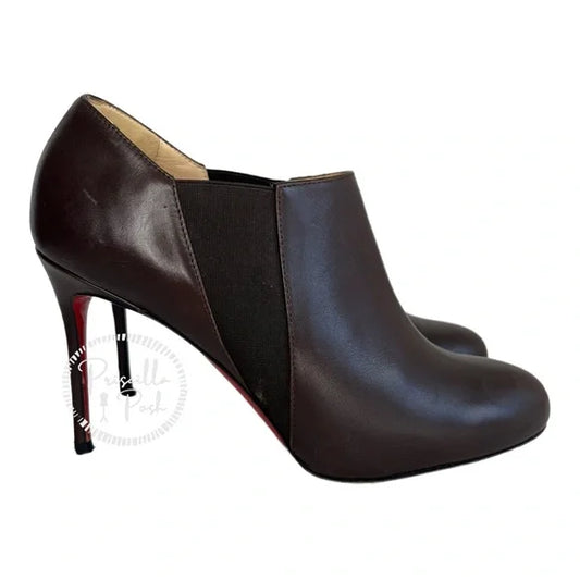 Christian Louboutin Calfskin Lastoto 100 Ankle Boots Brown Leather Ankle Bootie 37