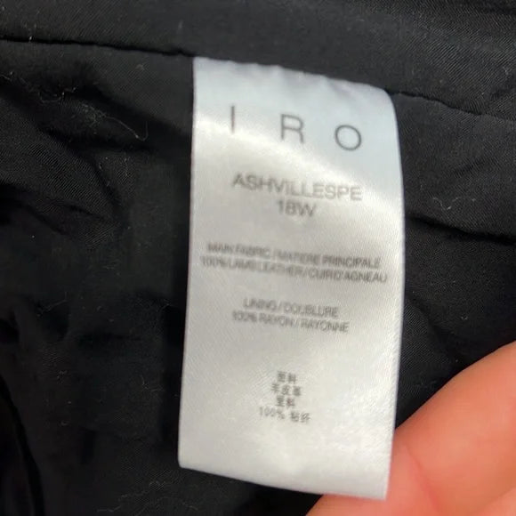 IRO Ashville Cropped Metallic Leather Jacket Silver 36