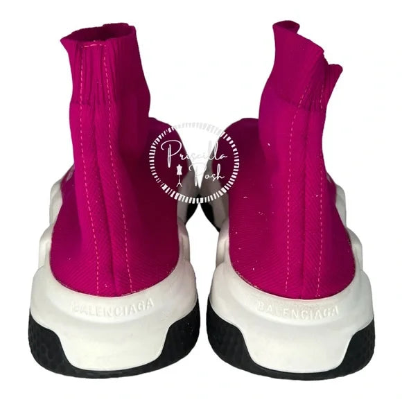 Balenciaga Speed 2.0 Sneaker in dark pink recycled knit, white and black sole 8