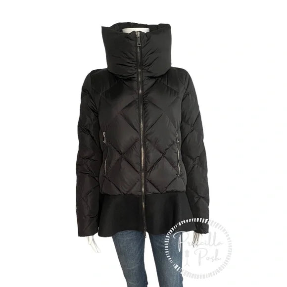 Moncler Black Peplum Hem Goose Down Puffer Jacket Puffer Coat Flounce Hem Medium