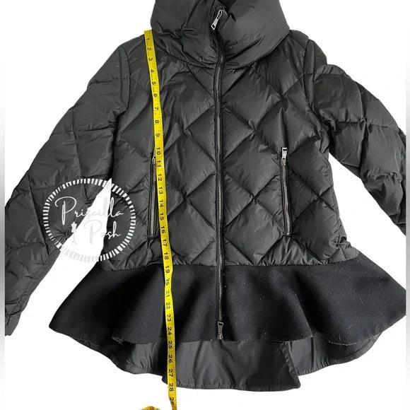 Moncler Black Peplum Hem Goose Down Puffer Jacket Puffer Coat Flounce Hem Medium