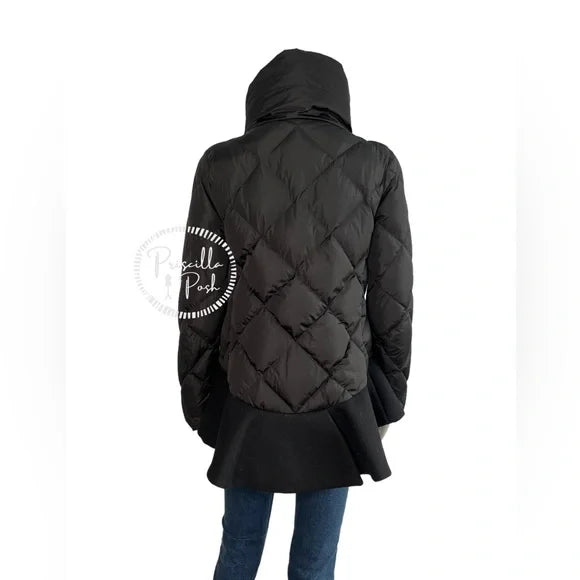 Moncler Black Peplum Hem Goose Down Puffer Jacket Puffer Coat Flounce Hem Medium