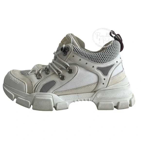 Gucci White Leather Reflective Chunky Sneakers Lug Sole 9