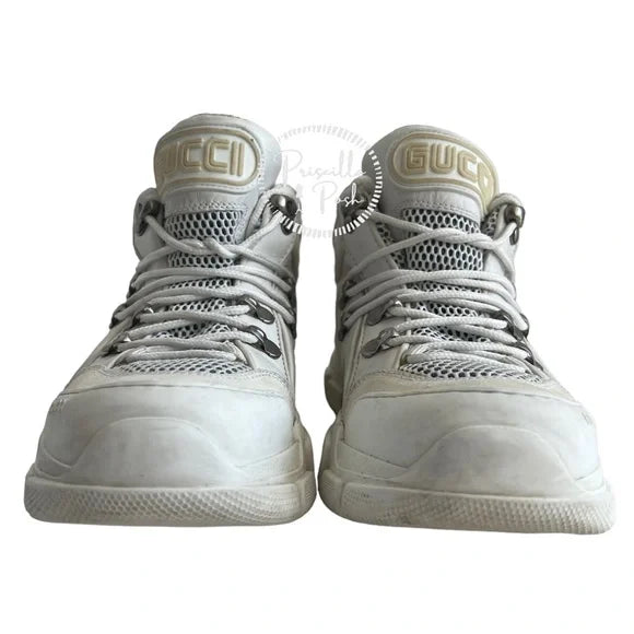 Gucci White Leather Reflective Chunky Sneakers Lug Sole 9