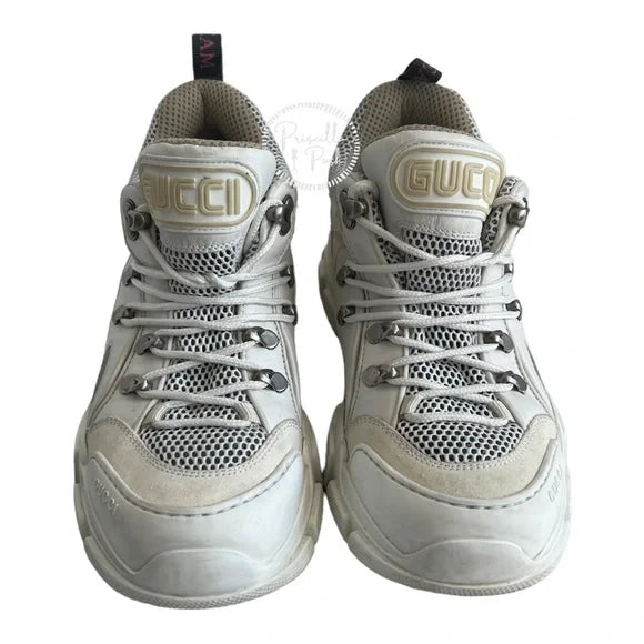 Gucci White Leather Reflective Chunky Sneakers Lug Sole 9