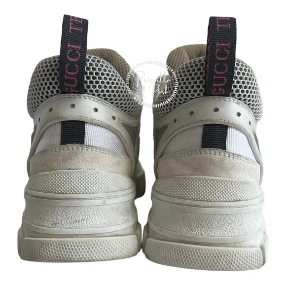 Gucci White Leather Reflective Chunky Sneakers Lug Sole 9