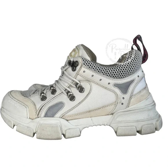 Gucci White Leather Reflective Chunky Sneakers Lug Sole 9