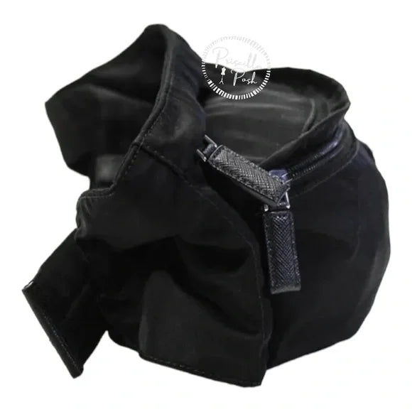 Prada Black Belt Bag Waist Bag Triangle Logo Nylon and Leather Silver Buckle