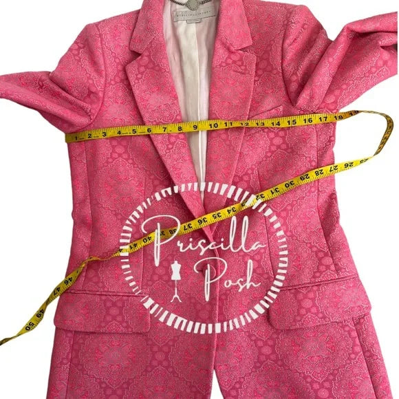 Stella McCartney Bright Pink Floral Paisley Jacquard Long Line Blazer Jacket