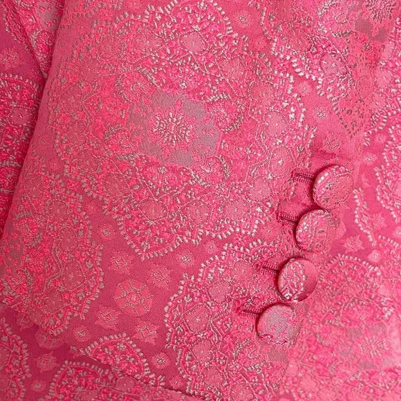 Stella McCartney Bright Pink Floral Paisley Jacquard Long Line Blazer Jacket