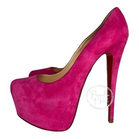Christian Louboutin Daffodile 160mm Pumps Hot Pink Fuschia Heels Platform 39.5