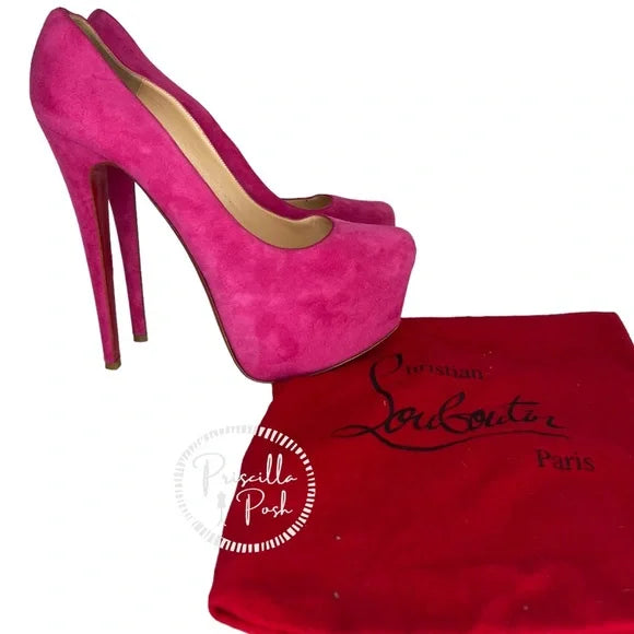 Christian Louboutin Daffodile 160mm Pumps Hot Pink Fuschia Heels Platform 39.5