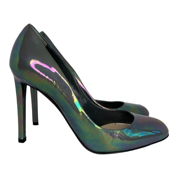 Christian Dior Graphite 'Sublime' iridescent leather pumps High Heel rainbow 37