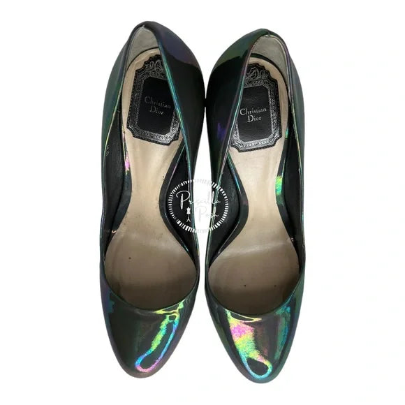Christian Dior Graphite 'Sublime' iridescent leather pumps High Heel rainbow 37