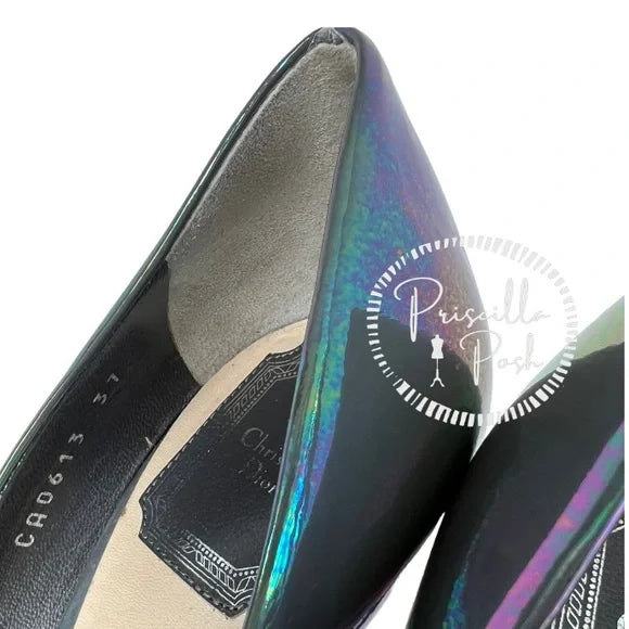 Christian Dior Graphite 'Sublime' iridescent leather pumps High Heel rainbow 37