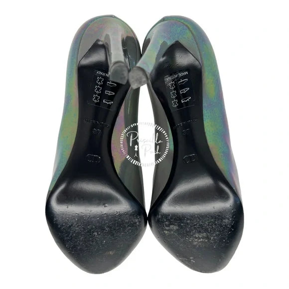 Christian Dior Graphite 'Sublime' iridescent leather pumps High Heel rainbow 37
