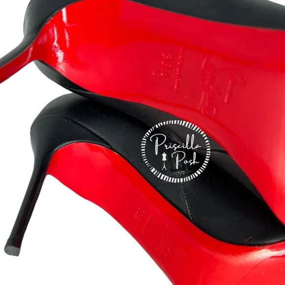 Christian Louboutin Black Leather Knee High Botta Red Sole Knee Boot 38.5