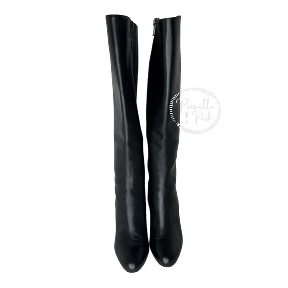 Christian Louboutin Black Leather Knee High Botta Red Sole Knee Boot 38.5