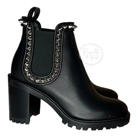 NWB Christian Louboutin Capahutta 70 Spiked Leather Chelsea Boots Size 39