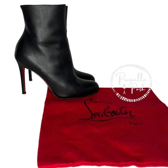 Christian Louboutin Black Mid Calf Ankle Boots Size 38