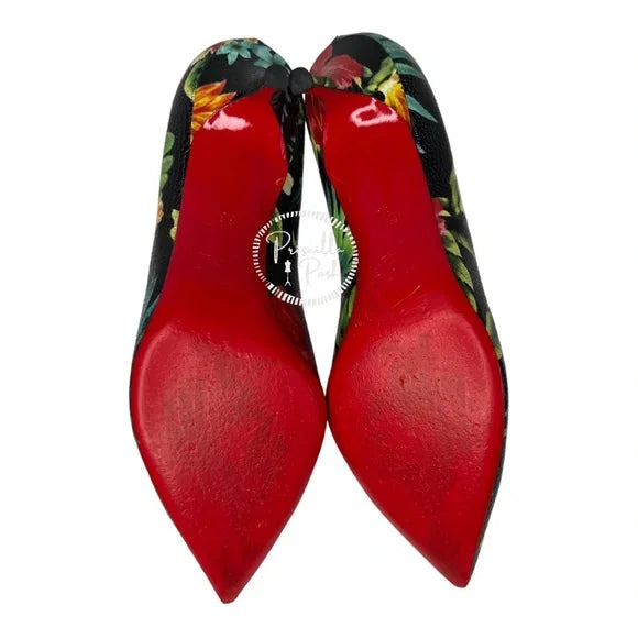 Christian Louboutin Pigalle Follies 55 Hawaii Pumps tropical floral flower heels 38