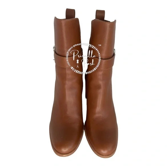 Christian Louboutin Leather 70 Chelsea Booties Chestnut Brown Block Heel 39