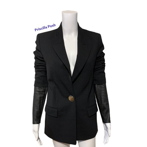 ALEXANDER WANG Blazer With Leather Sleeves Black