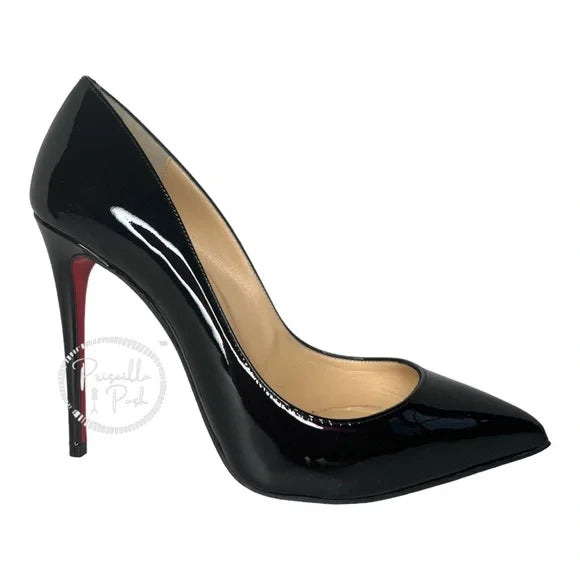 Christian Louboutin Pigalle Follies Black Patent Leather 100mm Red Sole Pumps 37