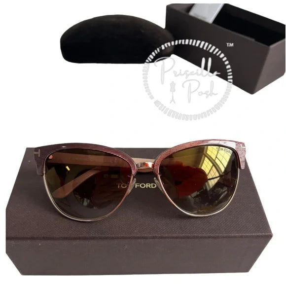 NEW TOM FORD Women's Fany Cat Eye Sunglasses, 59mm Pink Brown