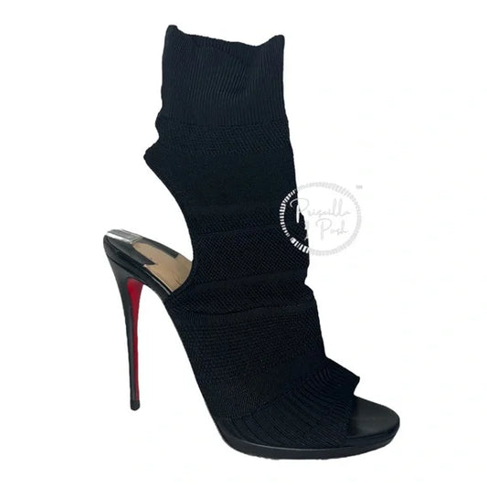 Christian Louboutin Boots Cheminene 120 cutout stretch-knit sock boots Black 38.5