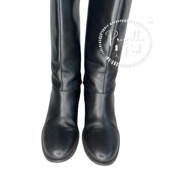 Christian Louboutin Black Leather Tall Knee Boot 37 Black Leather Knee High