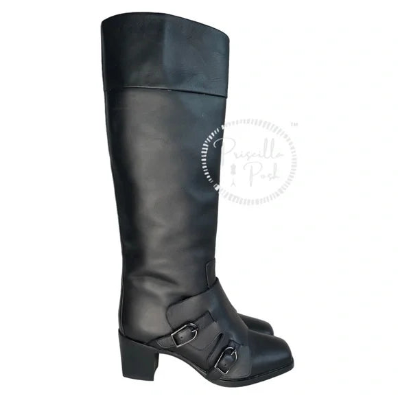 NEW Christian Louboutin Black Riding Boots Knee High Riding Boots 39