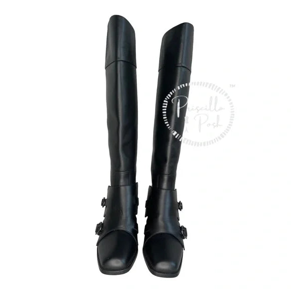 NEW Christian Louboutin Black Riding Boots Knee High Riding Boots 39