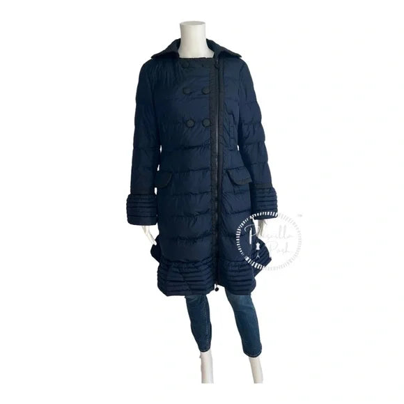 Moncler Navy Black Full Length Double Breasted Down Puffer Moncler Navy Black Full Length Double Breasted Down Puffer