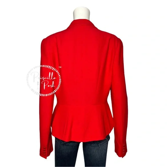 Alexander McQueen Red One button Peplum Jacket Crepe Blazer